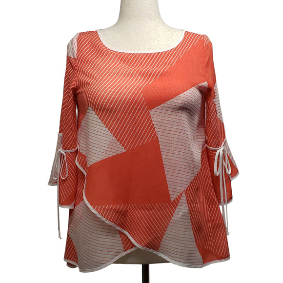 IC by Connie K Lagenlook Tunic XS – Artsy Stripe Colorblock Oversized Semi sheer - Picture 1 of 10